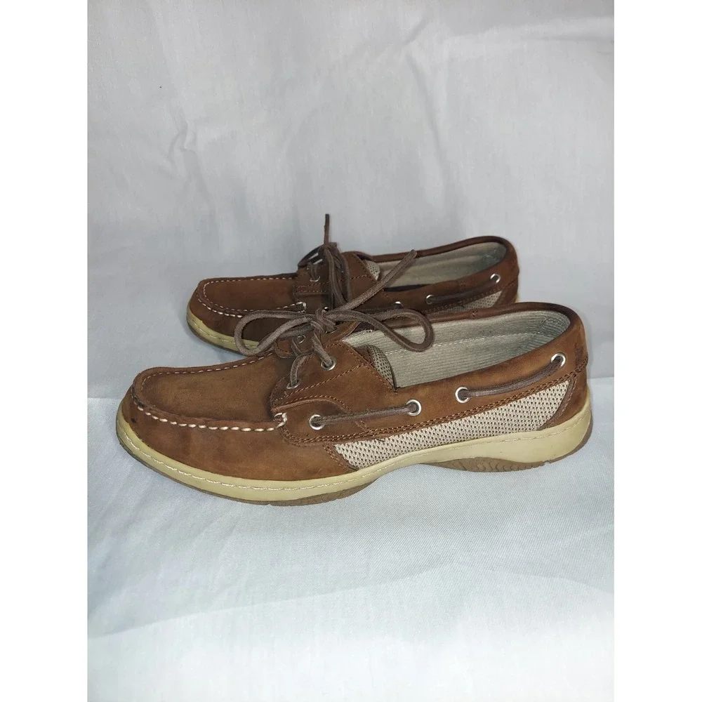 Highland Creek Chesapeake‎ Women's Tan Leather Slip On Loafers Boat Shoes Sz 8M
